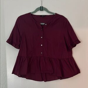 Madewell Burgundy Button-Down Blouse